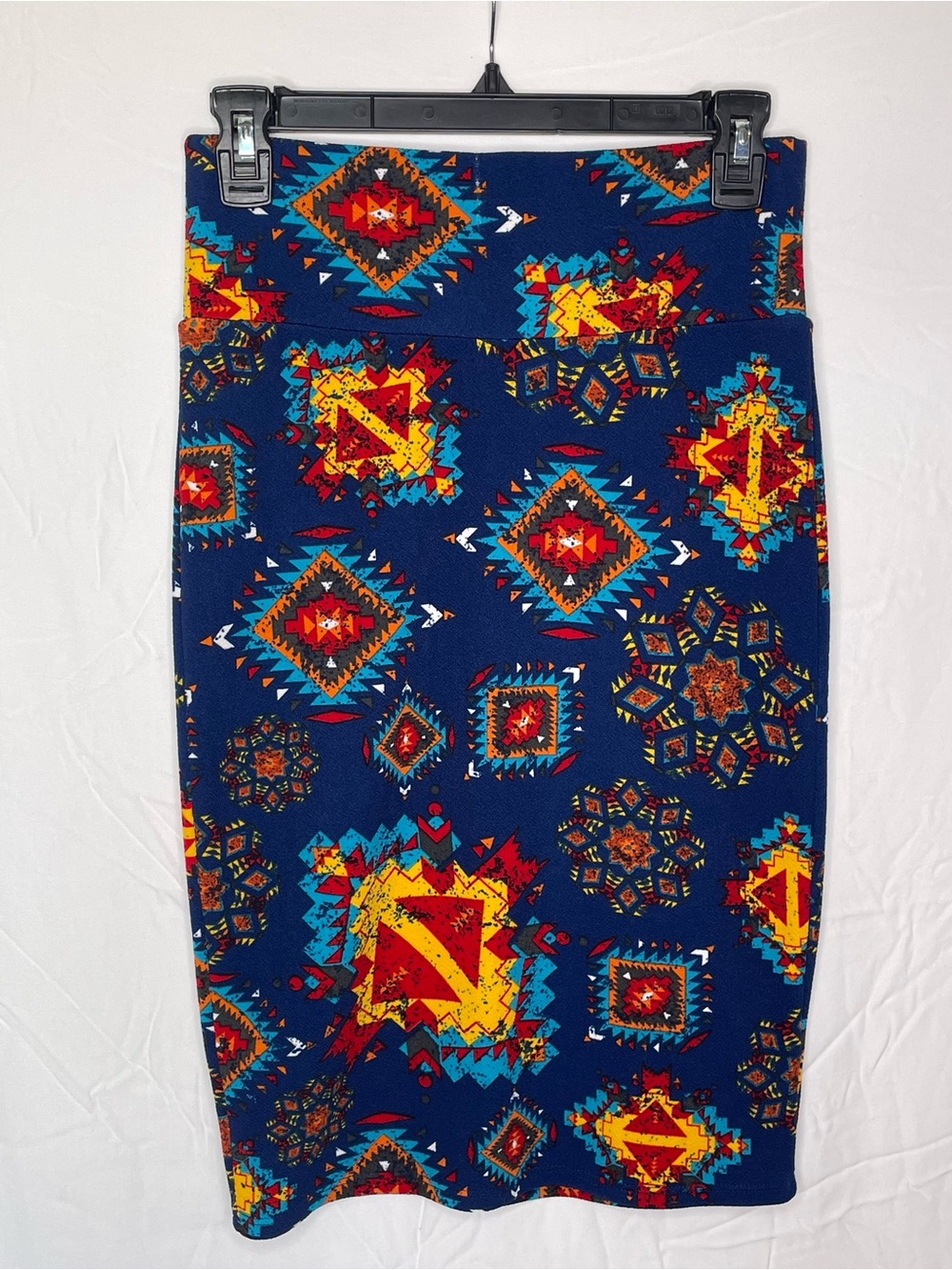 LuLaRoe Women’s Navy Aztec Geometric Midi Skirt